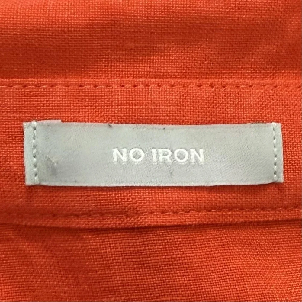 Chicos Top Women's 8 Orange 100% Linen Casual Career Capsule Button Up Shirt - Picture 5 of 10